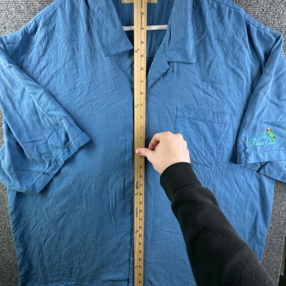Tommy Bahama Silk Button Up Shirt Short Sleeve Mens Hawaii Blue 2XL Solid Adult - Picture 3 of 16